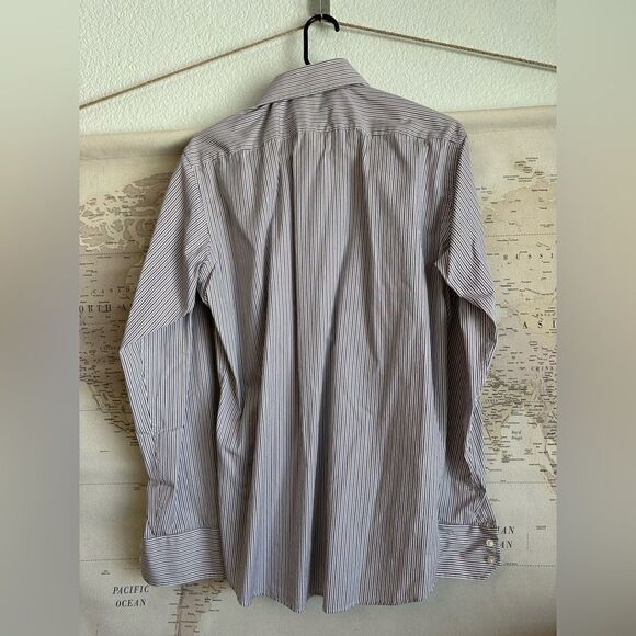 Men’s Hugo Boss Pink Grey Striped long Sleeve Button Down Shirt Medium - Picture 4 of 4